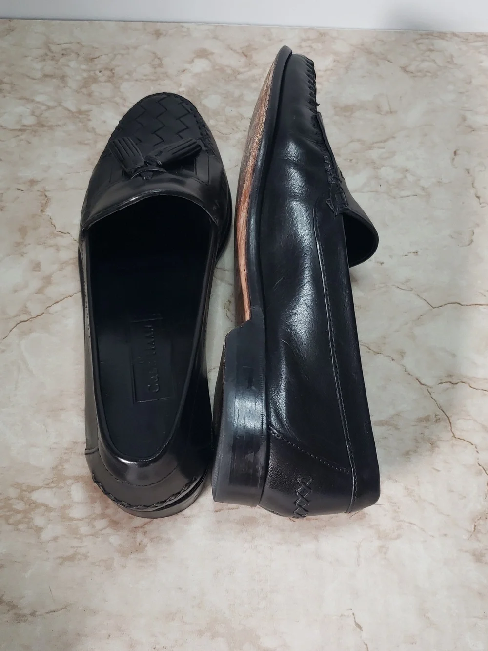 Cole Haan Black Leather Tassel Loafers for Men 9D